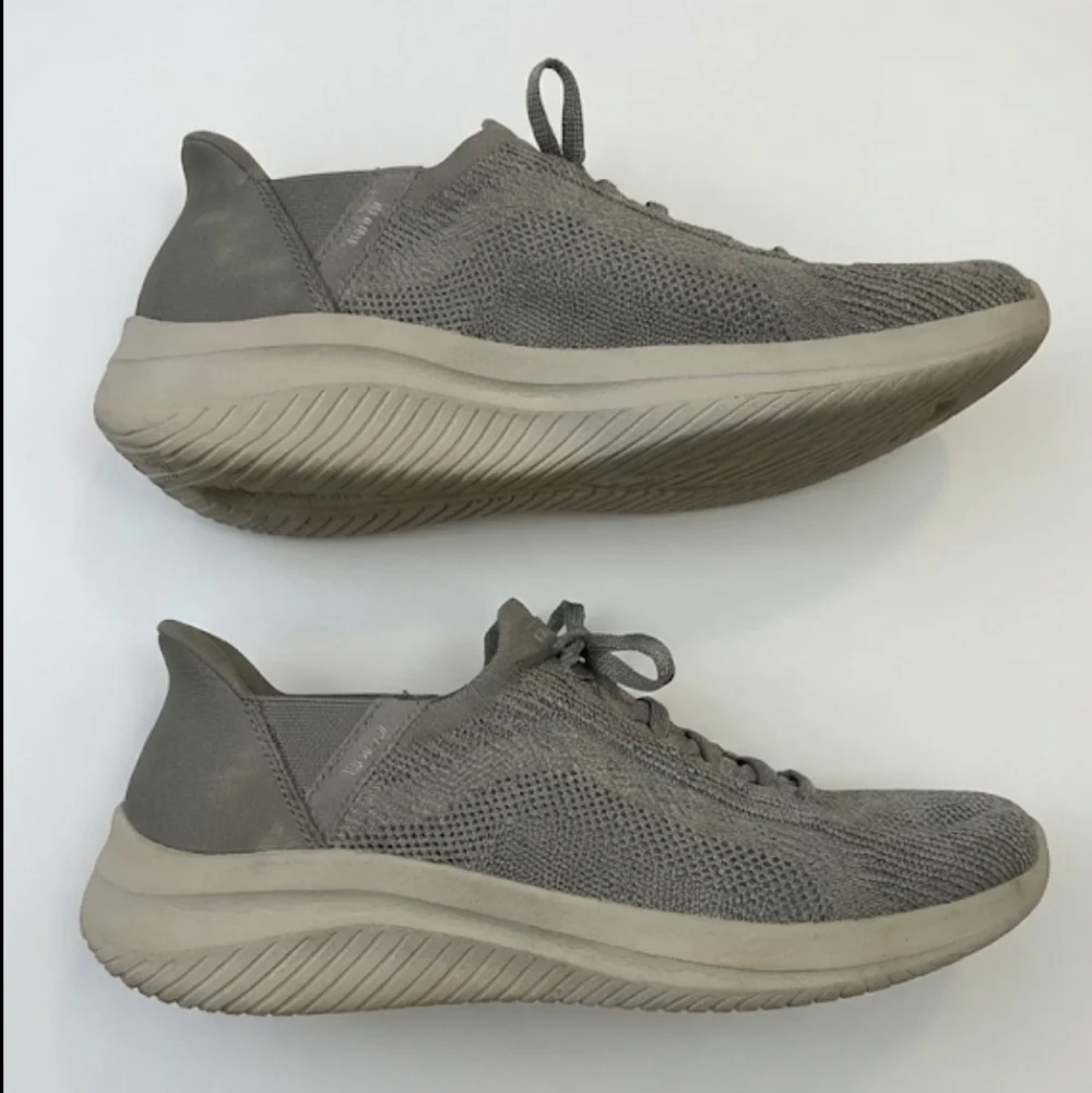 Skechers Womens Taupe Knit Sneakers